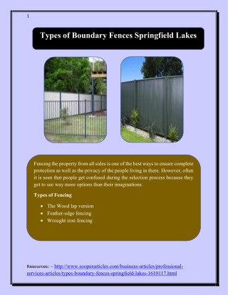 Types of Boundary Fences Springfield Lakes