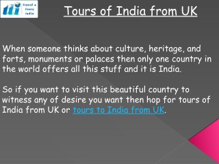 Tours of India from UK