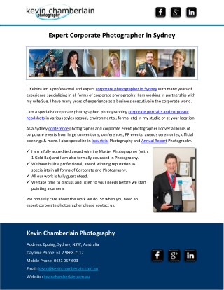 Expert Corporate Photographer in Sydney