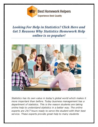 Statistics Homework Help Online service
