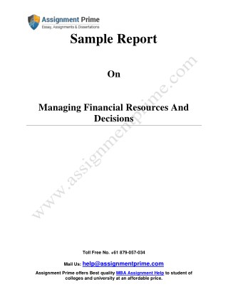 Sample Report on Managing Financial Resources And Decisions