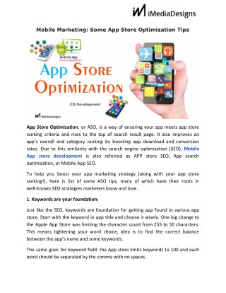 Mobile Marketing: Some App Store Optimization Tips IMediadesign