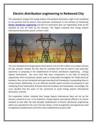 Electric distribution engineering in Redwood City