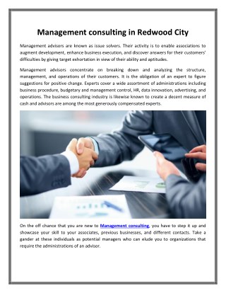 Management consulting in Redwood City