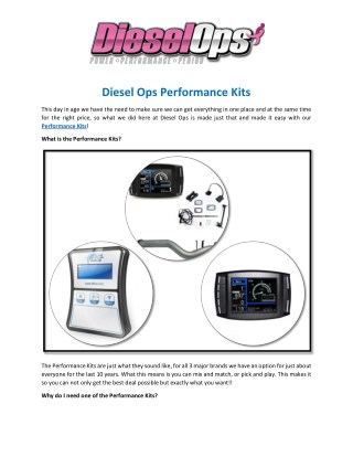 Diesel Ops Performance Kits