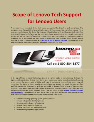 Scope of Lenovo Tech Support for Lenovo Users