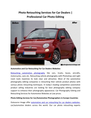 Automotive and Car Retouching For Car Dealers | Glamour Car Photo Editing