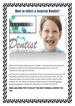 How to Select a General Dentist?