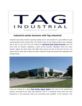 Industrial estate business with Tag Industrial