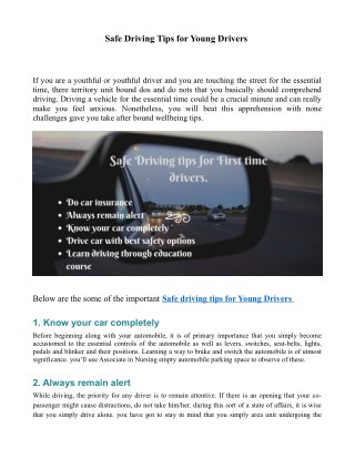 Safe driving tips for young drivers