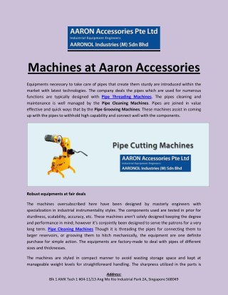 Machines at Aaron Accessories