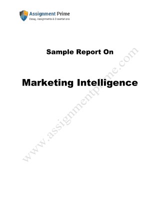 Sample On Marketing Intelligence by experts of Assignment Prime