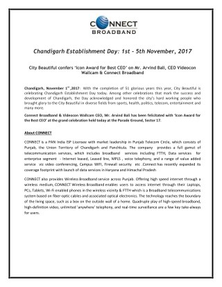 Chandigarh Establishment Day: 1st - 5th November, 2017