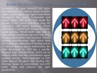 Know the Enhanced Process of Led Traffic Light