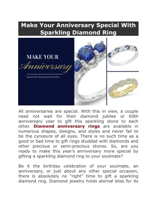 Make Your Anniversary Special With Sparkling Diamond Ring