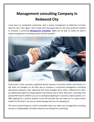 Management consulting Company in Redwood City