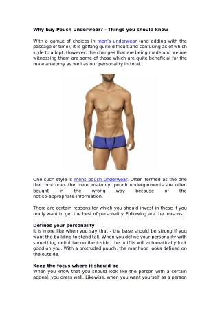 Why buy Pouch Underwear? - Things you should know