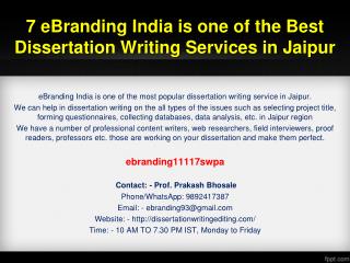7 eBranding India is one of the Best Dissertation Writing Services in Jaipur