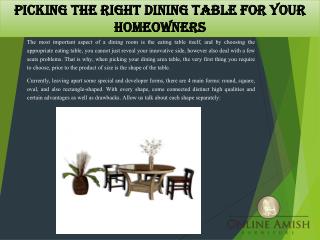 Picking the Right Dining Table for Your Homeowners