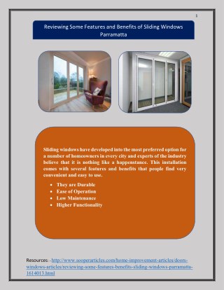 Reviewing Some Features and Benefits of Sliding Windows Parramatta