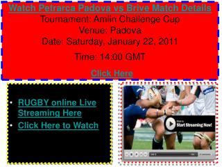 Watch Petrarca Padova vs Brive Rugby match of Amlin Challeng