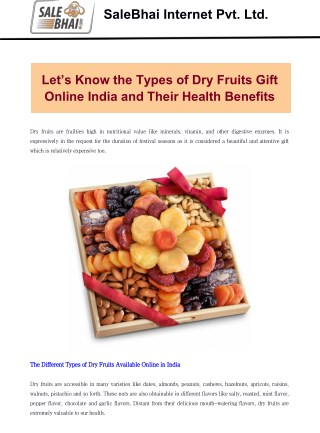 Let’s Know the Types of Dry Fruits Gift Online India and Their Health Benefits