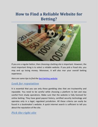 How to Find a Reliable Website for Betting?
