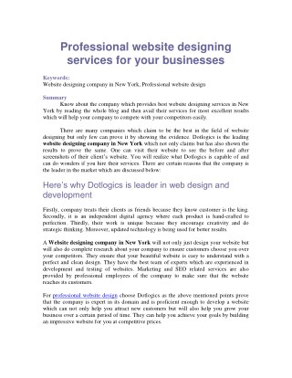 Professional website designing services for your businesses