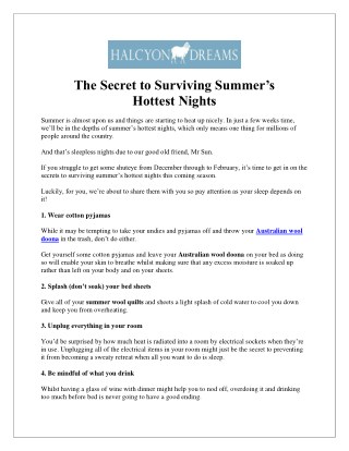 Secret to Surviving Summer’s Hottest Nights