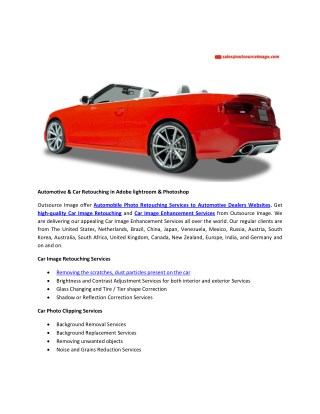 Automotive image enhancement in photoshop and lightroom