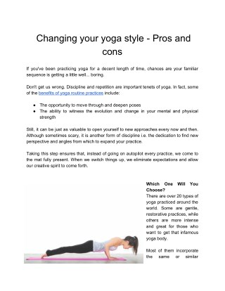 Changing your yoga style - Pros and cons