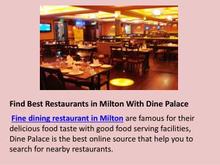 Find Family Restaurants in Milton With Dine Palace