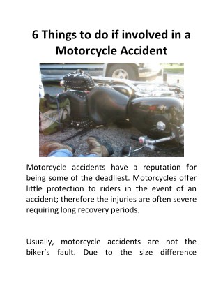 6 Things to Do if Involved in a Motorcycle Accident