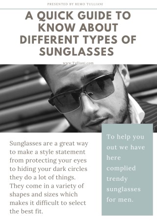 A Quick Guide to Know About Different Types of Sunglasses
