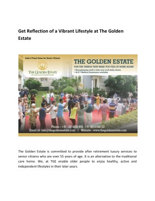 Get Reflection of a Vibrant Lifestyle at The Golden Estate