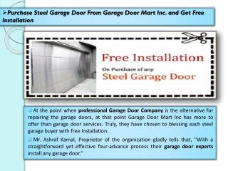 Purchase Steel Garage Door From Garage Door Mart Inc. and Get Free Installation