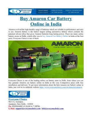 Buy Amaron Car Battery Online in India