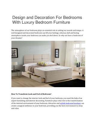 Design and decoration for bedrooms with luxury bedroom furniture