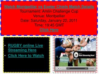 Watch Montpellier vs Exeter Chiefs Rugby match of Amlin Chal