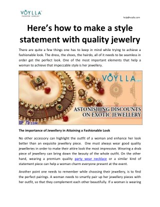 Hereâ€™s how to make a style statement with quality jewelry