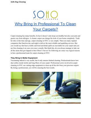 Reason to Choose Professional Organic Carpet Cleaning