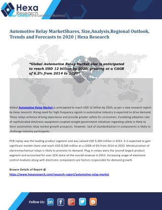 Automotive Relay Industry Research Report till 2020