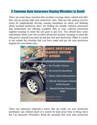 5 Common Auto Insurance Mistakes to Avoid