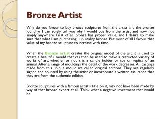 Wondering How to Make Your Bronze artist Rock? Read This!