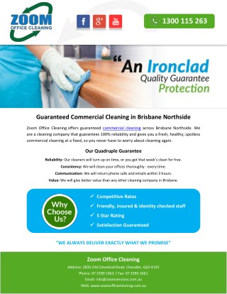 Guaranteed Commercial Cleaning in Brisbane Northside
