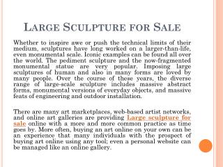 Large Sculpture for Sale: The Advantages of Buying Art Online?