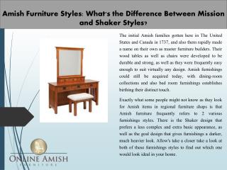 Amish Furniture Styles: What's the Difference Between Mission and Shaker Styles?