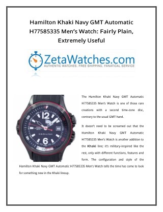 Hamilton Khaki Navy GMT Automatic H77585335 Menâ€™s Watch