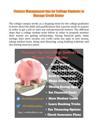 Financial tips for college students to manage money better