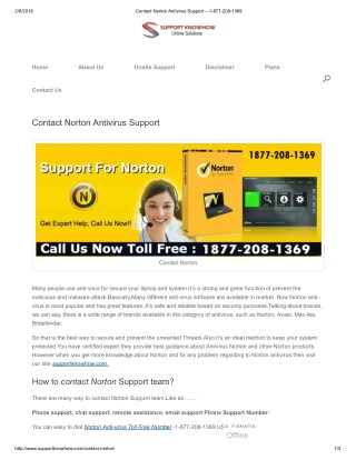 Contact 1-877-208-1369 Norton Antivirus support